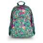 Hátizsák, iskolatáska, cipzáras, GABOL 'Vida', zöld, trópusi mintás