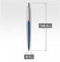 Golyóstoll, 0,7 mm, ezüst színű klip, Waterloo kék tolltest, PARKER Royal Jotter, kék