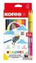 Színes ceruza készlet, háromszögletű, KORES 'Kolores', 12+2 különböző szín