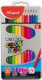 Színes ceruza készlet, háromszögletű, fém doboz, MAPED 'Color`Peps Star', 12 különböző szín