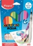 Akvarell filctoll készlet, 3,6 mm, ecsettel, MAPED 'Color`Peps Aqua', 10 különböző szín