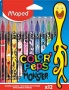 Filctoll készlet, 2,8 mm, kimosható, MAPED 'Color`Peps Monster' 12 különböző szín