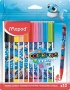 Filctoll készlet, 2 mm, kimosható, MAPED 'Color`Peps Ocean Life', 12 különböző szín