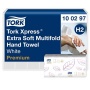 Kéztörlő, Interfold hajtás, H2 rendszer, 2 rétegű, 100 lap, Premium, TORK Xpress Extra Soft Multifold, fehér