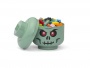 Tárolódoboz, fej, kicsi, LEGO, Green Skeleton
