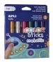 Tempera kréta készlet, APLI Kids 'Color Sticks Metallic', 6 különböző metál szín