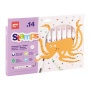 Filctoll készlet, 2,5 mm, kimosható, nyomda, APLI Kids 'Stamps', 14 különböző szín és minta