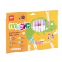 Filctoll készlet, kétvégű, kimosható, APLI Kids 'Magic', 18 különböző szín