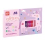 Filctoll készlet, 4,8 mm, kimosható, csillámos, APLI Kids 'Glitter', 18 különböző szín