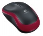 Egér, vezeték nélküli, optikai, közepes méret, USB, LOGITECH M185, piros