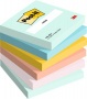 Öntapadó jegyzettömb, 76x76 mm, 6x100 lap, 3M POSTIT 'Beachside', vegyes színek