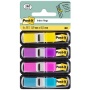 Jelölőcímke adagolóban, műanyag, 4x35 lap, 11,9x43,2 mm, 3M POSTIT, élénk neon színek