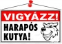 Információs tábla, 22,5x12,5 cm, 'Vigyázz! Harapós kutya!'