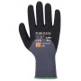 Védőkesztyű, nylon, nitrilhab, L méret 'DermiFlex Ultra Plus', szürke-fekete