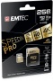 Memóriakártya, microSDXC, 256GB, UHS-I/U3/V30/A2, 100/95 MB/s, adapter, EMTEC 'SpeedIN'
