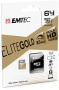 Memóriakártya, microSDXC, 64GB, UHS-I/U1, 85/20 MB/s, adapter, EMTEC 'Elite Gold'