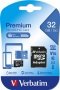 Memóriakártya, microSDHC, 32GB, CL10/U1, 90/10 MB/s, adapter, VERBATIM 'Premium'
