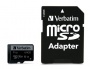 Memóriakártya, microSDXC, 64GB, CL10/U3, 90/45 MB/s, adapter, VERBATIM PRO