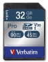 Memóriakártya, SDHC, 32GB, CL10/U3, 90/45MB/sec, VERBATIM PRO