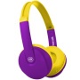 Fejhallgató, gyerek méret, vezeték nélküli, Bluetooth, mikrofonnal, MAXELL 'HP-BT350', lila-sárga