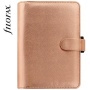 Kalendárium, gyűrűs, betétlapokkal, personal méret, FILOFAX, Saffiano Metallic, rózsaarany