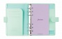 Kalendárium, gyűrűs, betétlapokkal, personal méret, FILOFAX Saffiano, menta