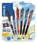 Rollertoll készlet, 0,35 mm, nyomógombos, PILOT 'Frixion Ball'/'Frixion Ball Plus', 3különböző szín+One Piece matrica