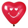 Léggömb, 40 cm, szív alakú, smiley, piros