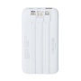 Hordozható akkumulátor, beépített kábellel, 10000mAh, RIVACASE VA2211, fehér