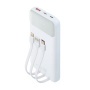 Hordozható akkumulátor, beépített kábellel, 10000mAh, RIVACASE VA2211, fehér