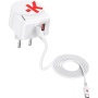 Hálózati töltő, 1xUSB-A, 1xUSB-C, PD, 45W, GaN, USB-C kábel, SKROSS