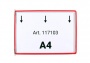 Bemutatótábla A4, fekvő, felül nyitott, DJOIS, piros