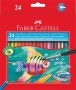 Akvarell ceruza készlet, hatszögletű, ecsettel, FABER-CASTELL, 24 különböző szín