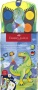 Vízfesték, 12 darabos, összeilleszthető, FABER-CASTELL 'Dinoszaurusz'+1 tubus fehér tempera + dinoszaurusz matrica