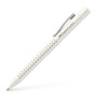 Golyóstoll, 0,5 mm, nyomógombos, fehér tolltest, FABER-CASTELLG 'Grip 2010-M', kék