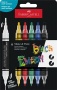 Dekormarker készlet, 1,0/3,0 mm, kétvégű, akril, FABER-CASTELL 'Shake&Paint', 6 különböző szín