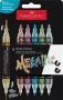 Dekormarker készlet, 1,0/3,0 mm, kétvégű, akril, FABER-CASTELL 'Shake&Paint', 6 különböző metál szín