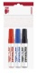 Tábla- és flipchart marker készlet, 1-3 mm, kúpos, ICO 'Plan', 3 különböző szín