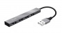 USB elosztó-HUB, 4 port, USB 2.0, TRUST 'Halyx', ezüst