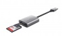 Kártyaolvasó, SD + MicroSD kártyához, USB 3.2 gen1, TRUST Dalyx, ezüst