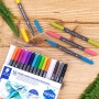 Ecsetirón készlet, 0,5-0,8/1,0-6,0 mm, kétvégű, STAEDTLER 3001, 18 szín