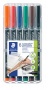 Alkoholos marker készlet, OHP, 0,4 mm, STAEDTLER 'Lumocolor® 313 S', 6 különböző szín