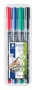 Alkoholos marker készlet, OHP, 0,6 mm, STAEDTLER 'Lumocolor® 318 F', 4 különböző szín