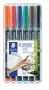 Alkoholos marker készlet, OHP, 0,6 mm, STAEDTLER 'Lumocolor® 318 F', 6 különböző szín