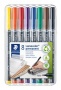 Alkoholos marker készlet, OHP, 0,6 mm, STAEDTLER 'Lumocolor® 318 F', 8 különböző szín