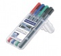 Alkoholos marker készlet, 0,6/1,5 mm, kúpos, kétvégű, STAEDTLER Lumocolor® duo 348, 4 különböző szín