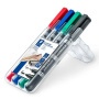 Alkoholos marker készlet, 0,6/1,5 mm, kúpos, kétvégű, STAEDTLER Lumocolor® duo 348, 4 különböző szín