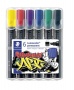Alkoholos marker készlet, 2-5 mm, vágott, STAEDTLER 'Lumocolor® 350', 6 különböző szín