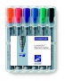 Flipchart marker készlet, 2-5 mm, vágott, STAEDTLER 'Lumocolor 356 B', 6 különböző szín