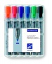 Flipchart marker készlet, 2 mm, kúpos, STAEDTLER 'Lumocolor 356', 6 különböző szín